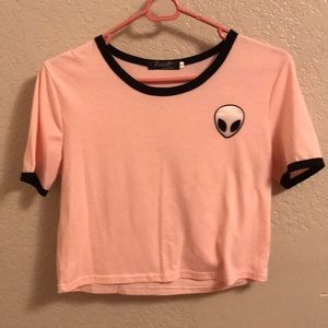 Pink alien crop top size L